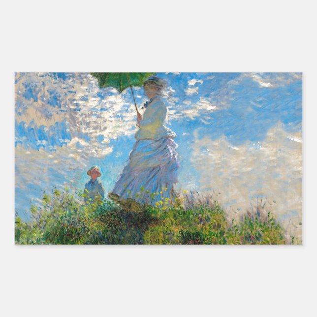 Sticker Rectangulaire Monet Femme Parasol Impressionnisme (Devant)