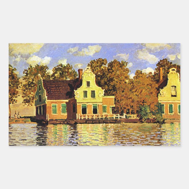 Sticker Rectangulaire Monet - Maisons sur la rivière Zaan à Zaandam, (Devant)