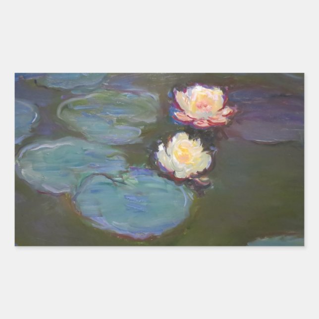 Sticker Rectangulaire Monet Water Lys Pond Nénuphars Peinture (Devant)