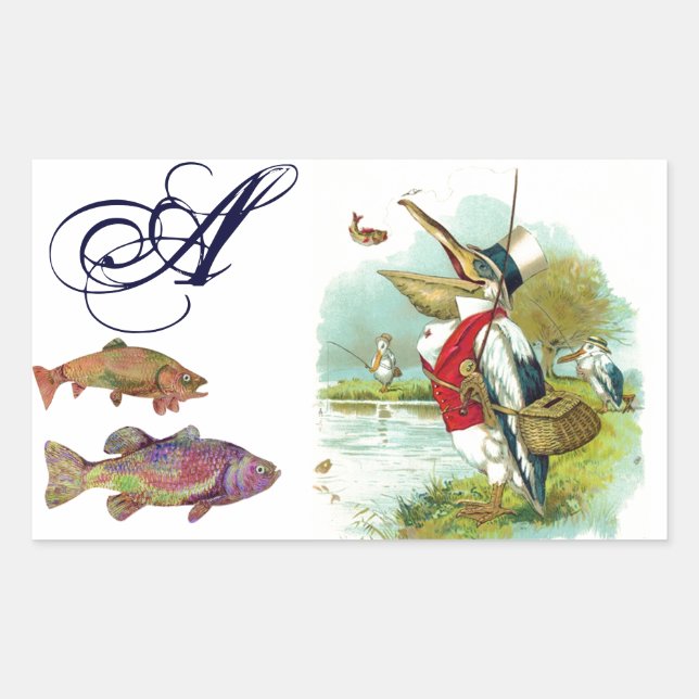 STICKER RECTANGULAIRE MONOGRAM DE LA PÊCHE M. PELICAN (Devant)