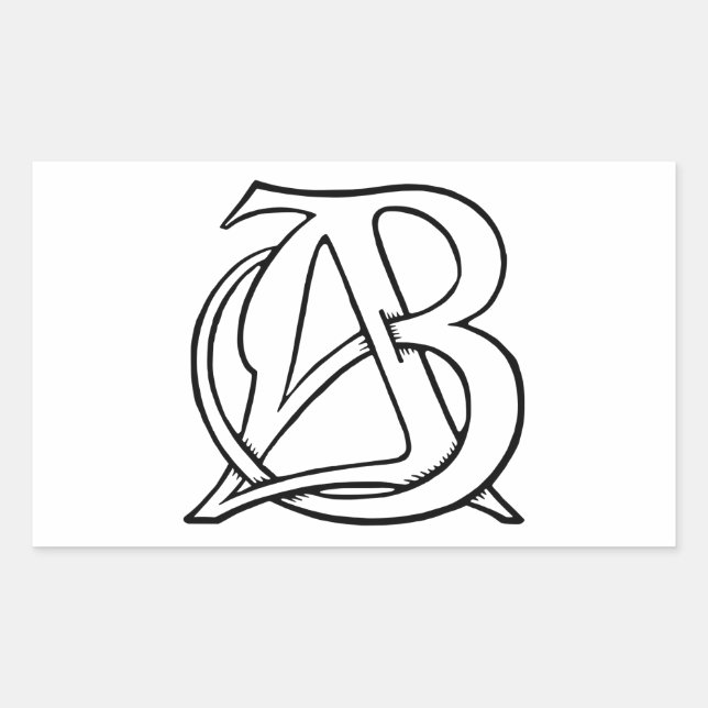 Sticker Rectangulaire Monogramme AB (Devant)