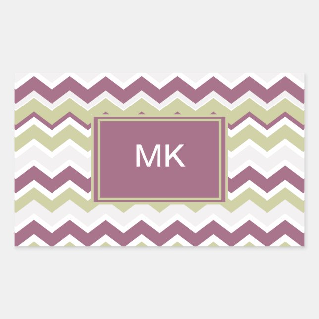 Sticker Rectangulaire Monogramme Chevron Brick (Devant)