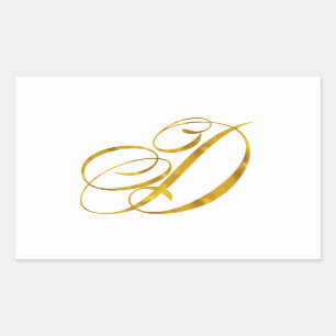 Sticker Rectangulaire Monogramme D Faux Gold Foil Monogrammes Initiaux
