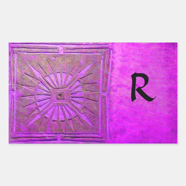 Sticker Rectangulaire MONOGRAMME DE L'ÉTOILE DU MATIN, violet rose, viol (Devant)