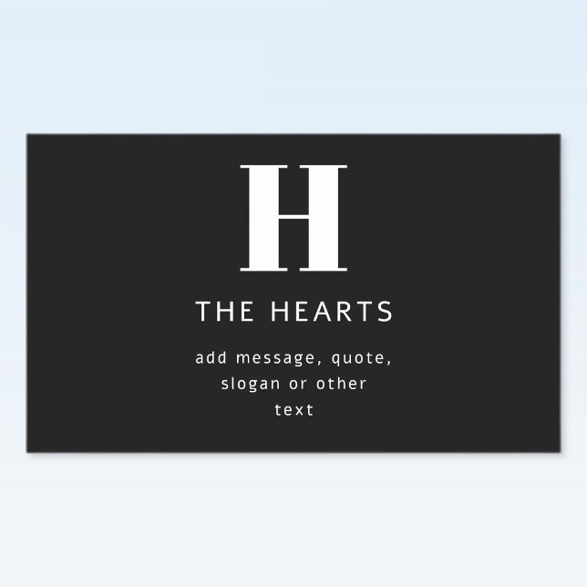 Sticker Rectangulaire Monogramme de nom et message moderne éditable | No (Créateur téléchargé)