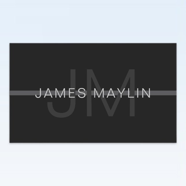 Sticker Rectangulaire Monogramme gris foncé, nom et rayure géométrique (Créateur téléchargé)