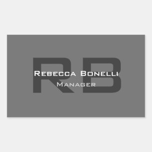 Sticker Rectangulaire Monogramme gris minimaliste personnalisé moderne