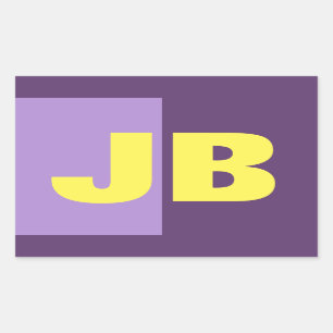 Sticker Rectangulaire Monogramme Lettres initiales Indigo Yellow Minimal