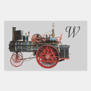 Sticker Rectangulaire MONOGRAMME LOCOMOTIF À VAPEUR vintage