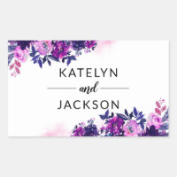 Monogramme Mariage violet violet floral enchâssé
