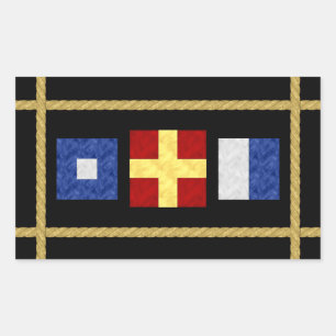 Sticker Rectangulaire Monogramme maritime nautique de drapeau de signal