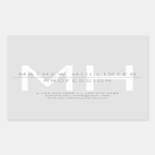 Sticker Rectangulaire Monogramme masculin, affaires grises