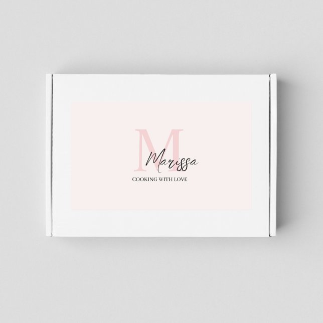 Sticker Rectangulaire Monogramme minimal initial et nom Pastel rose (Créateur téléchargé)