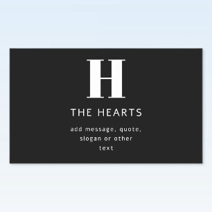 Sticker Rectangulaire Monogramme moderne éditable Nom & Message   Noir