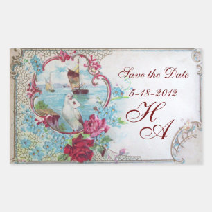 Sticker Rectangulaire MONOGRAMME ROMANTICA, Enregistrer la date