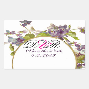 STICKER RECTANGULAIRE MONOGRAMME ROMANTİCA / VIOLETS PURPLE ENREGISTRER 
