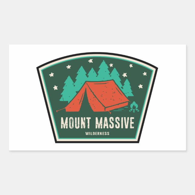 Sticker Rectangulaire Mont Massive Wilderness Colorado Camping (Devant)