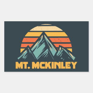 Sticker Rectangulaire Mont McKinley Alaska Rétro Turquoise