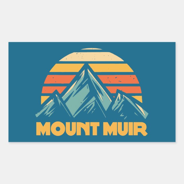 Sticker Rectangulaire Mont Muir California Retro Turquoise (Devant)