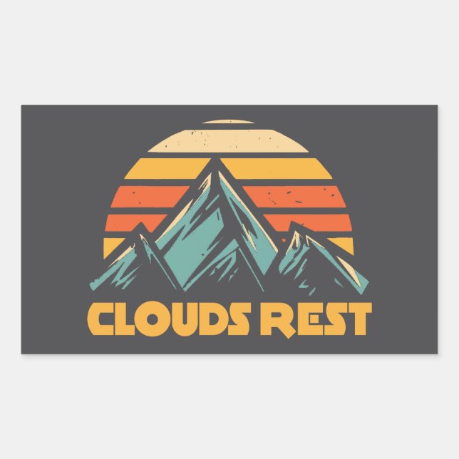 Sticker Rectangulaire Montagne Clouds Rest Yosemite Rétro Turquoise (Devant)