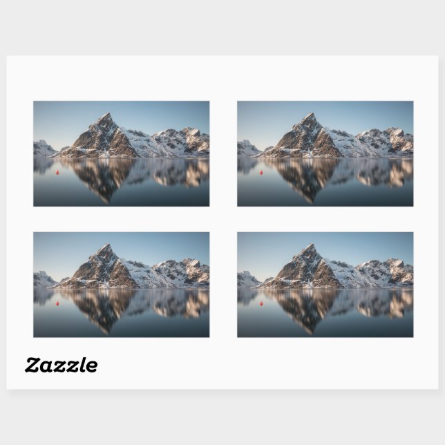 Sticker Rectangulaire Montagne Lofoten (Feuille)