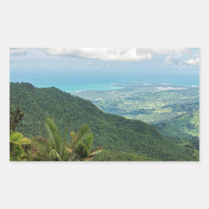 Sticker Rectangulaire montagnes du luquillo surplombant le littoral de P