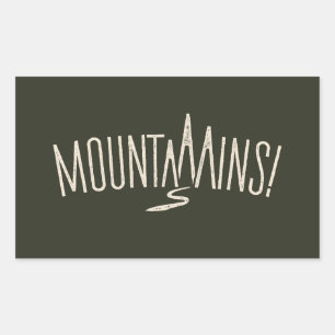 Sticker Rectangulaire Montagnes Mot Minimaliste Expressif