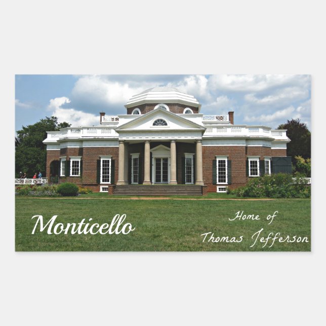 Sticker Rectangulaire Monticello, Maison de Thomas Jefferson (Devant)