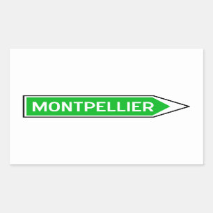 Sticker Rectangulaire Montpellier, panneau routier, France