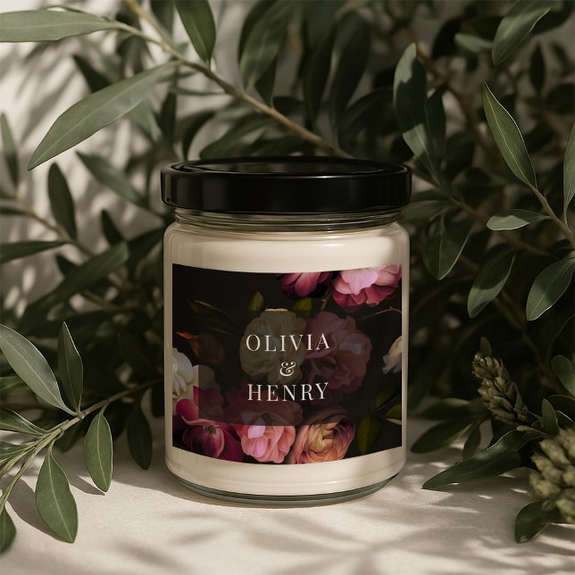 Sticker Rectangulaire Moody Floral Wedding Dark Romantic Black Burgundy (Créateur téléchargé)