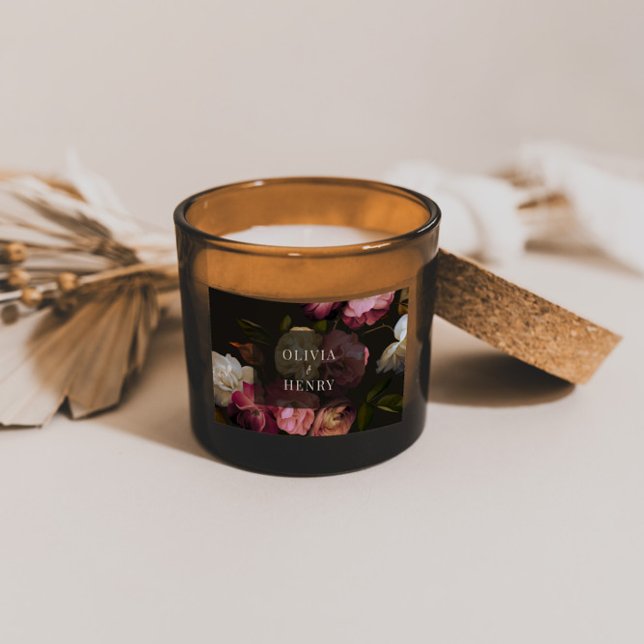 Sticker Rectangulaire Moody Floral Wedding Dark Romantic Black Burgundy (Créateur téléchargé)