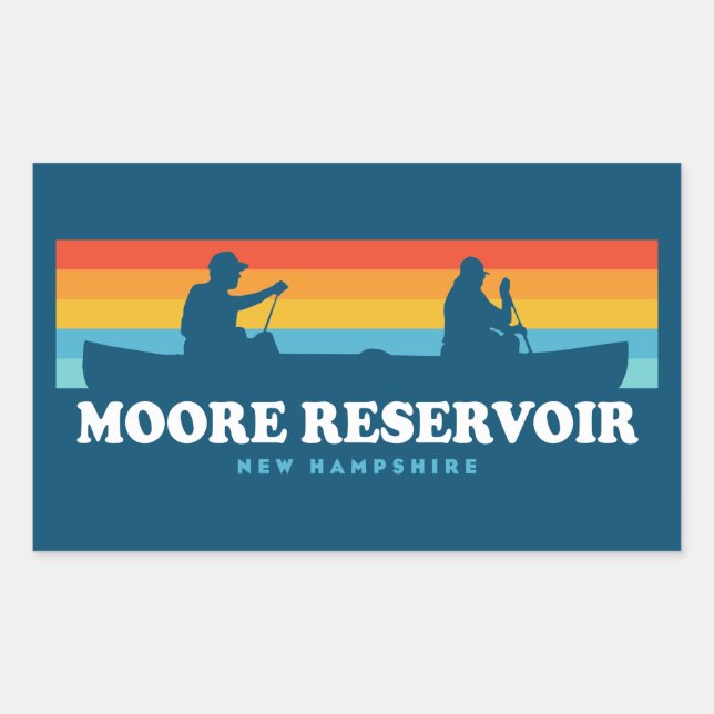 Sticker Rectangulaire Moore Réservoir Canot New Hampshire (Devant)