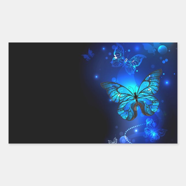 Sticker Rectangulaire Morpho Butterfly in the Dark Background (Devant)