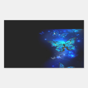 Sticker Rectangulaire Morpho Butterfly in the Dark Background