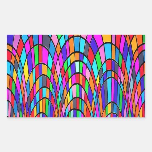 Sticker Rectangulaire Mosaïque abstraite de verre coloré (Devant)