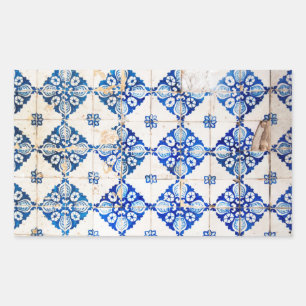 Sticker Rectangulaire mosaïque bleu lisbonne décoration portugal vieux c