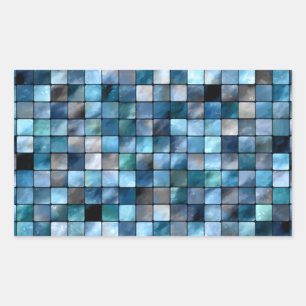 Sticker Rectangulaire Mosaïque Bleue De Carreaux