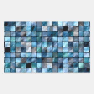 Sticker Rectangulaire Mosaïque Bleue De Carreaux