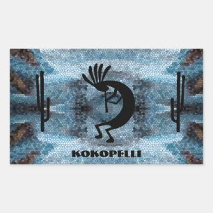 Sticker Rectangulaire Mosaïque du désert sud-ouest de Kokopelli 2