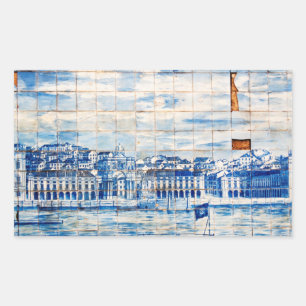 Sticker Rectangulaire mosaïque lisbonne bleu peinture carrelage porcelai