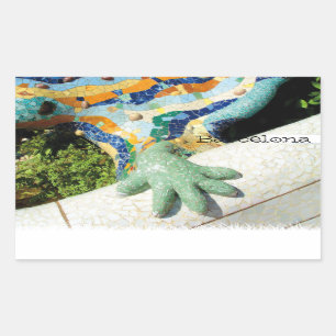 Sticker Rectangulaire Mosaïques à main Lizard de Barcelone