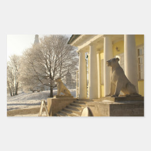 Sticker Rectangulaire Moscou. Hiver. sculpture de lions.