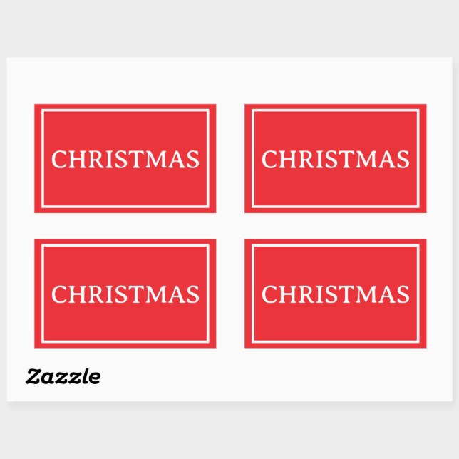 Sticker Rectangulaire Mot de Noël simple rouge (Feuille)