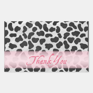 Sticker Rectangulaire Motif à taches dalmate Merci rose