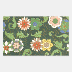 Sticker Rectangulaire Motif antique cloisonné chinois : Vert Jade