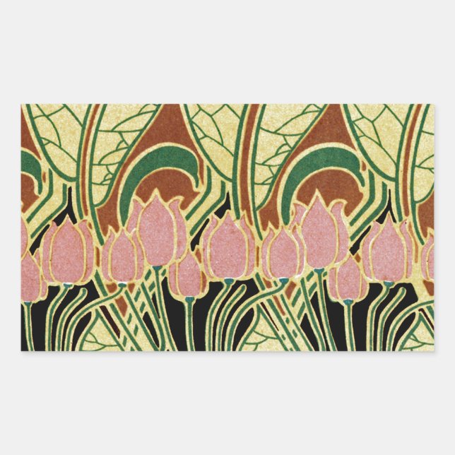 Sticker Rectangulaire Motif Art Nouveau #1 (Devant)