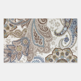 Sticker Rectangulaire Motif bleu et Brown Paisley