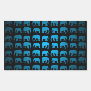 Sticker Rectangulaire Motif Blue Elephant