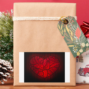 Sticker Rectangulaire Motif boho romantique du coeur de Mandala rouge co