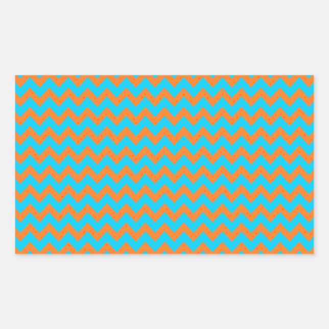 Sticker Rectangulaire Motif chevron bleu sarcelle et orange (Devant)